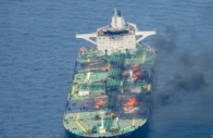 flames and smoke rise from the greek flagged oil tanker sounion which has been on fire since august 23 on the red sea august 28 2024 reuters